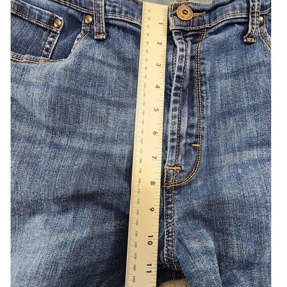 Wrangler Jeans Mens 38/30 Blue Distressed Slim Straight Leg Stretch Denim Casual - Picture 8 of 11